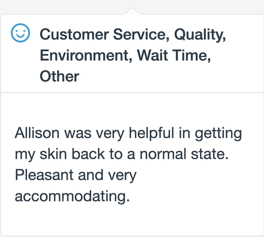 5 star review Allison Ratto aesthetician Closter NJ skin care